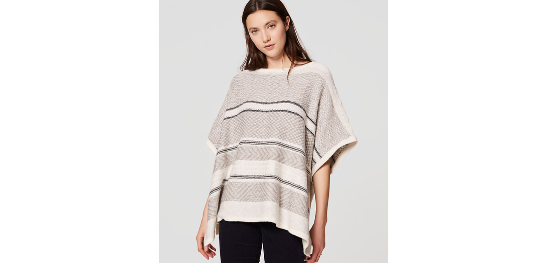 LOFT Jacquard Stripe Poncho | LOFT