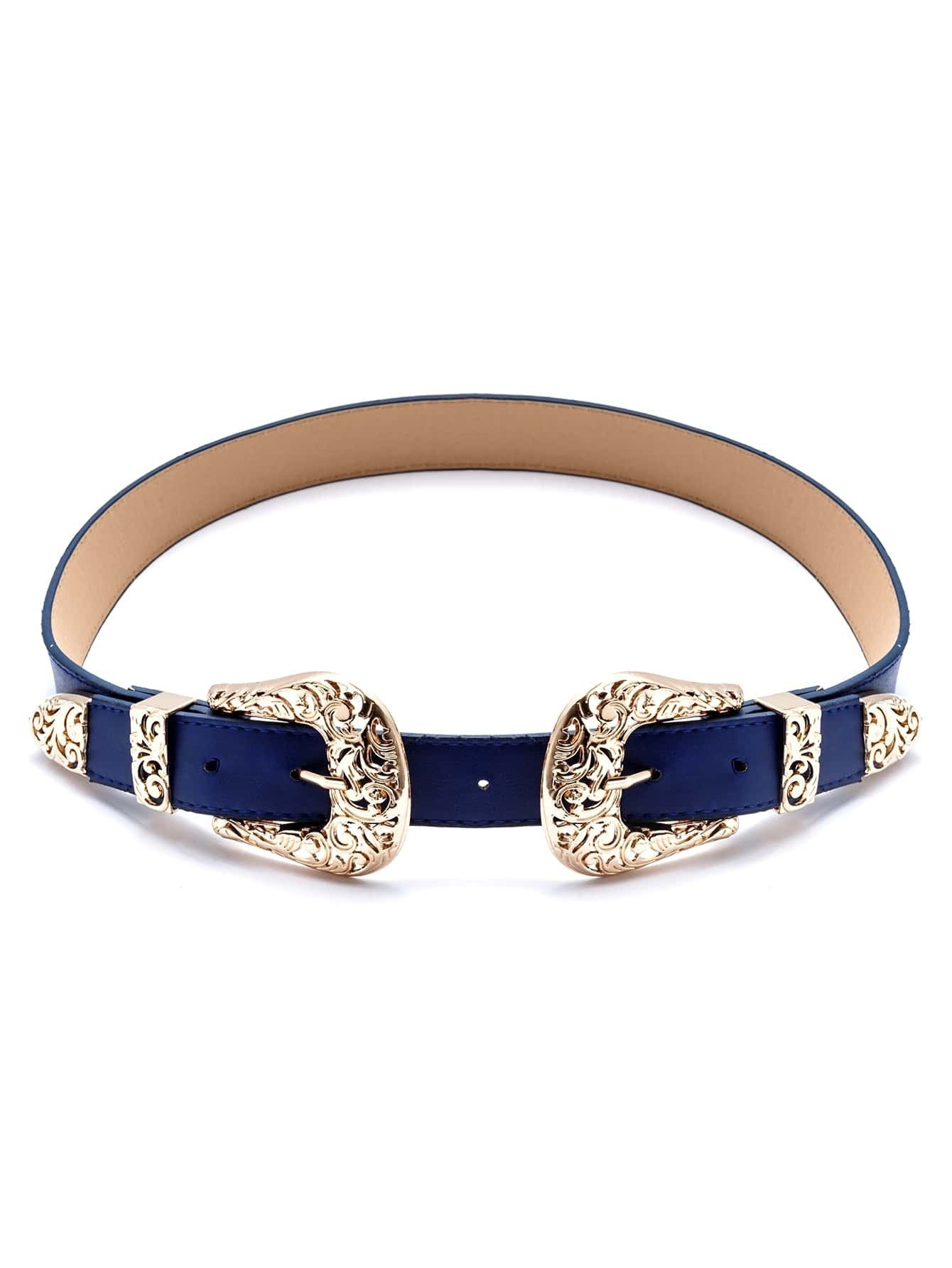Blue Double Buckle Belt | Romwe
